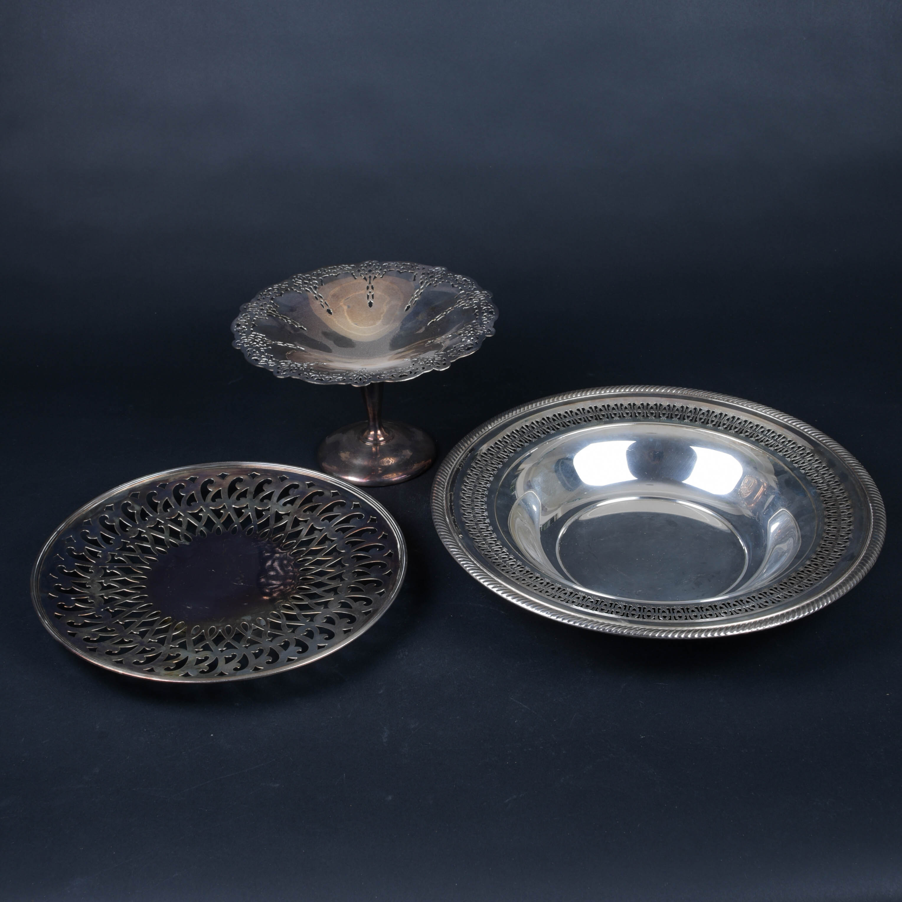Set of Pierced Silver-Plated Serving Dishes