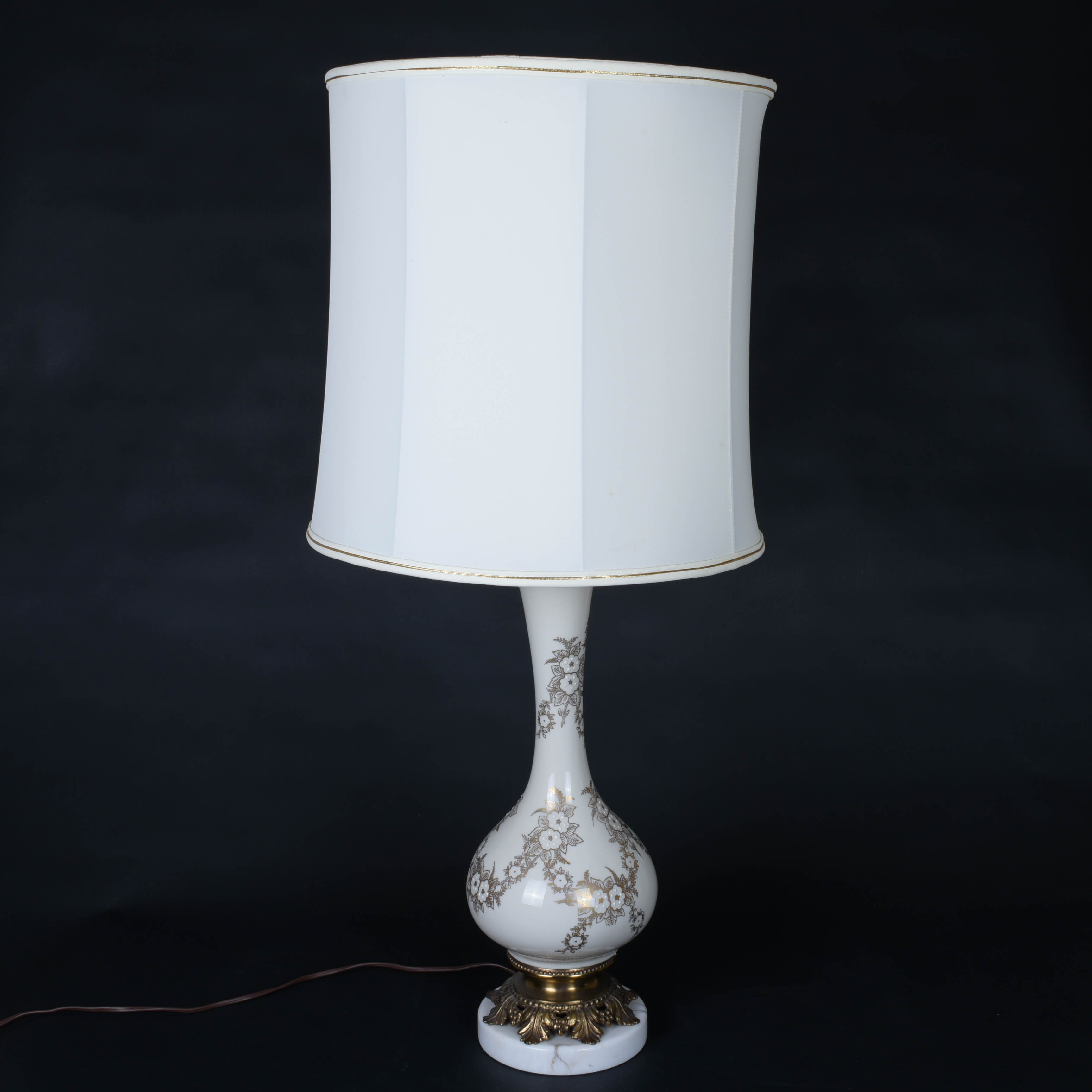 Vintage Table Lamp with Porcelain Base