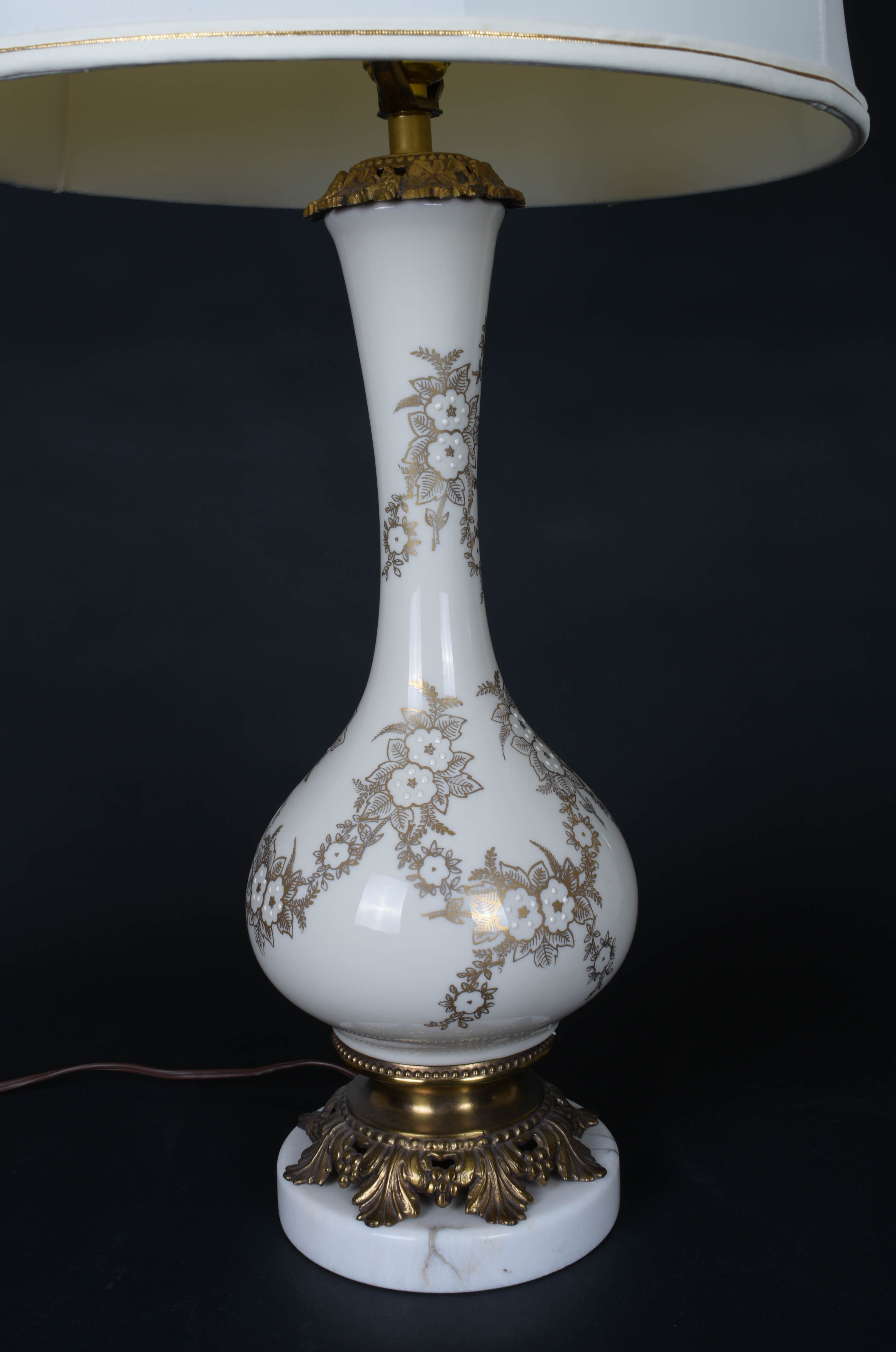 Vintage Table Lamp with Porcelain Base