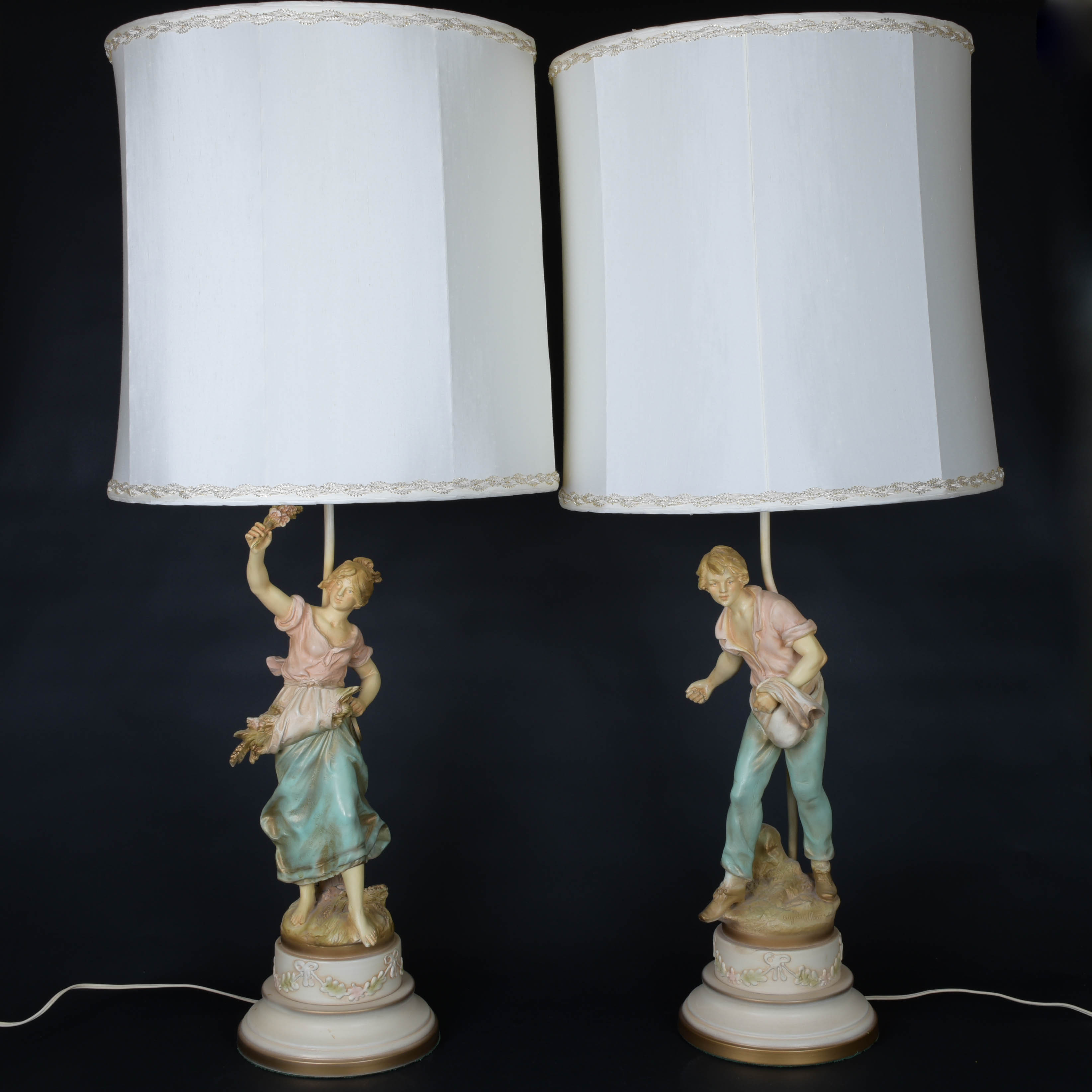Pair of Vintage Auguste Moreau Figural Lamps
