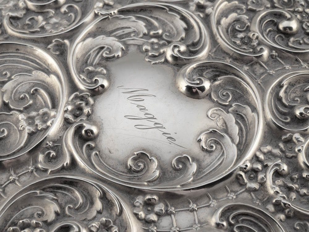 Antique Sterling Silver Hand Mirror and Hair Brush Set