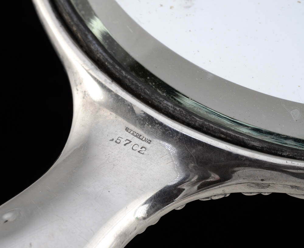 Antique Sterling Silver Hand Mirror and Hair Brush Set