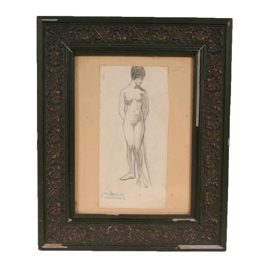 Pencil Sketch Attributed to Listed Indiana Artist L.O. Griffith