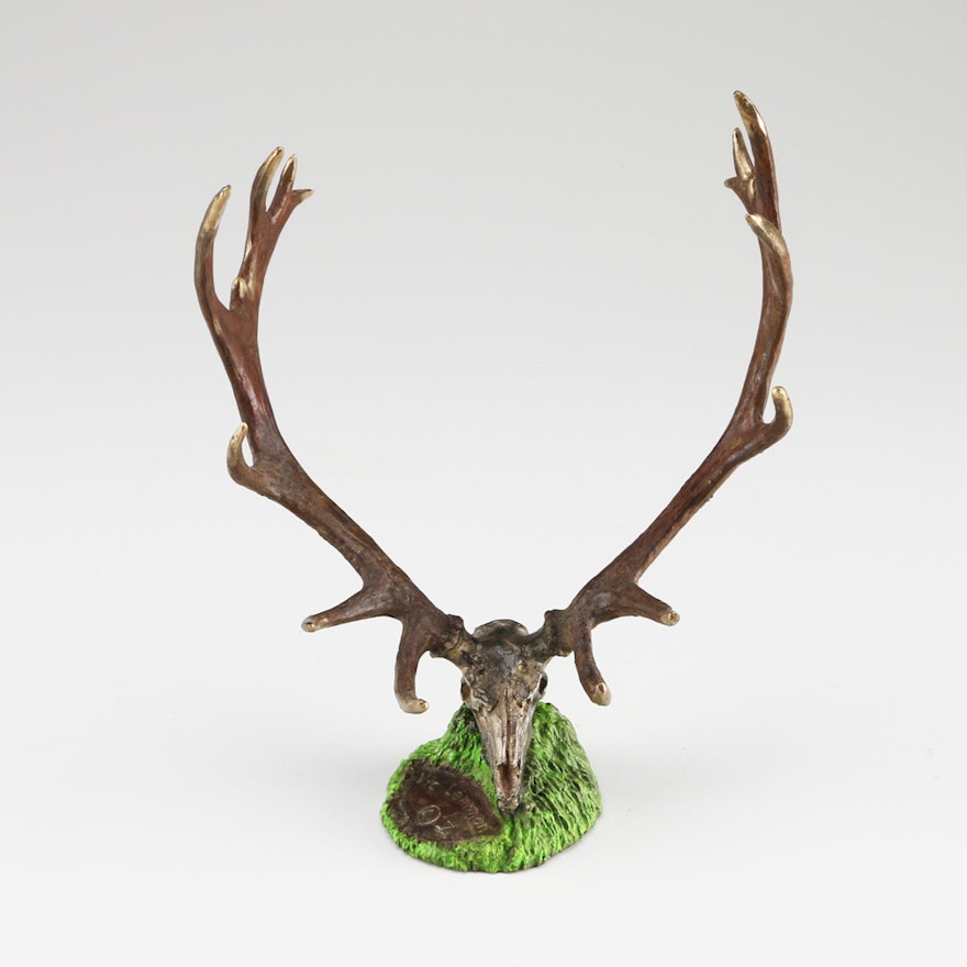 Limited Edition Vic Lemmon "Big Horns Where Eagles Fly" Stag Skull Sculpture