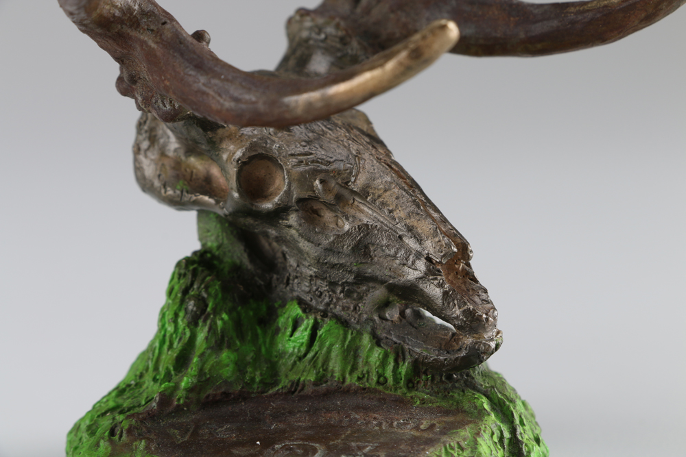Limited Edition Vic Lemmon "Big Horns Where Eagles Fly" Stag Skull Sculpture