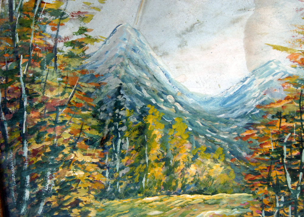 Signed, Original Landscape Gouache Painting by W. Eyden