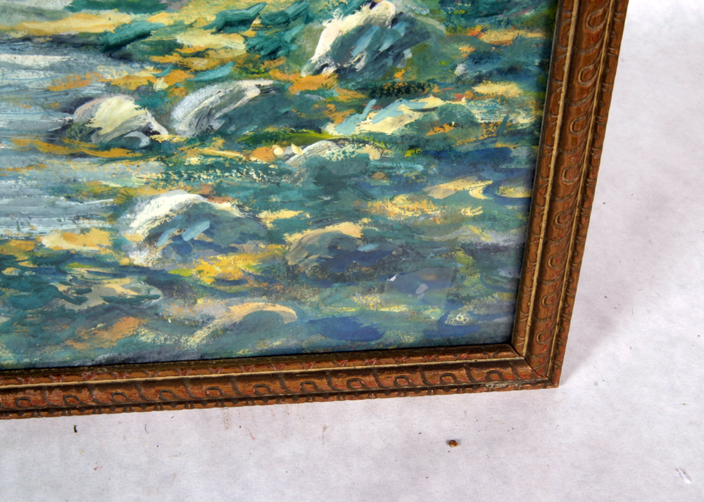 Signed, Original Landscape Gouache Painting by W. Eyden