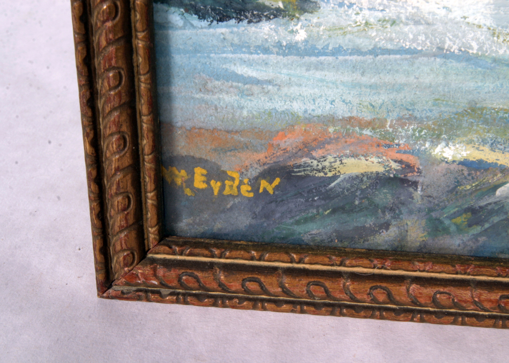 Signed, Original Landscape Gouache Painting by W. Eyden