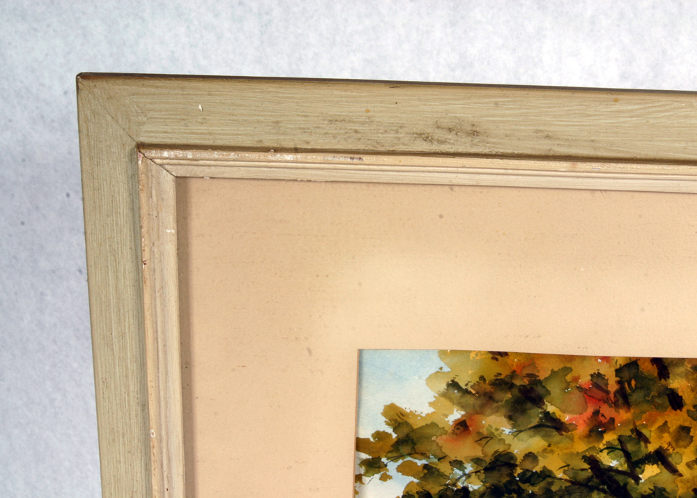 Signed, Original Erhard Ericson Watercolor Landscape with a Covered Bridge