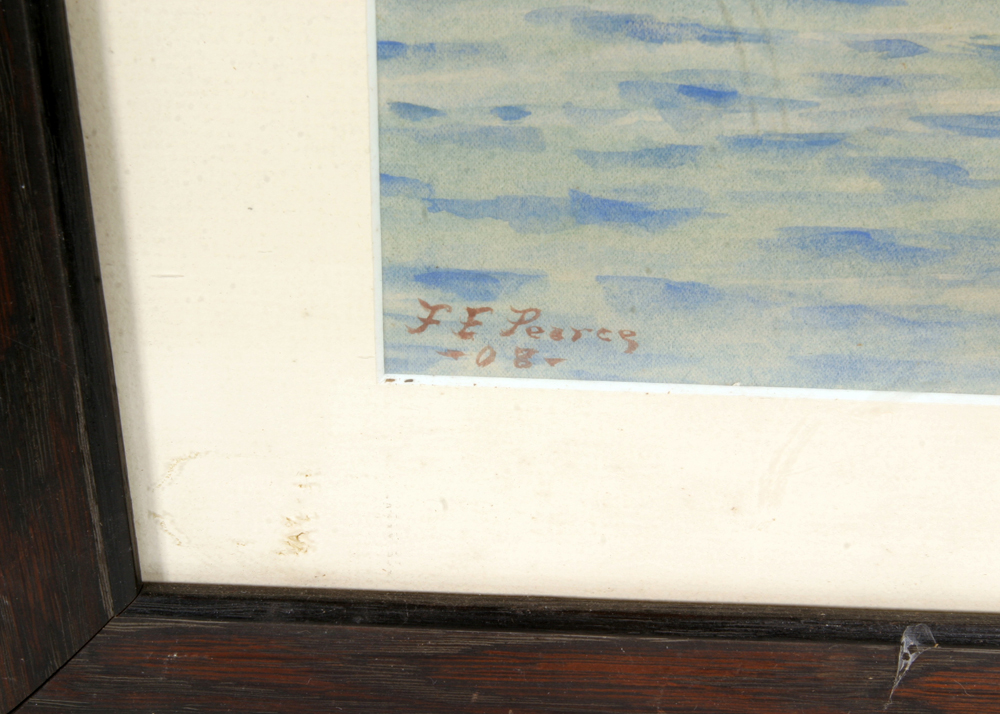 Signed, Original 1908 Watercolor by Indiana Artist F.E. Pearce