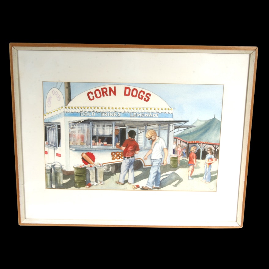 Signed, Original Watercolor by Listed Indiana Artist Doe Crapo