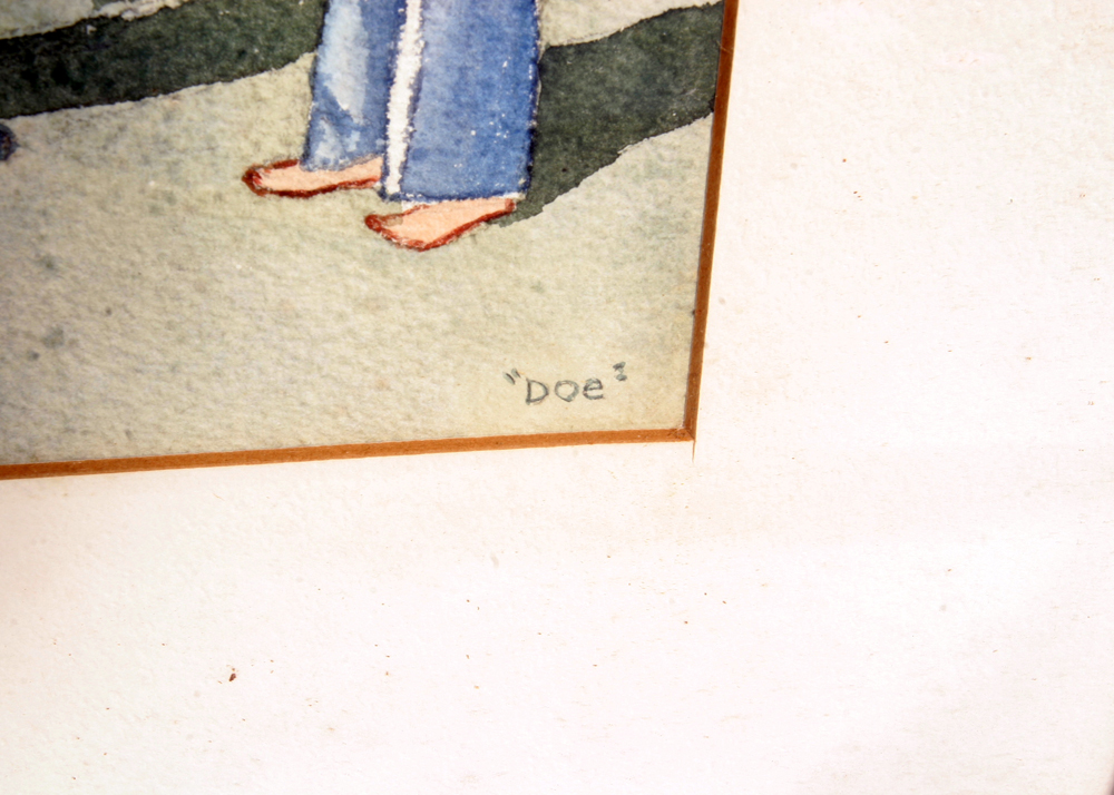 Signed, Original Watercolor by Listed Indiana Artist Doe Crapo