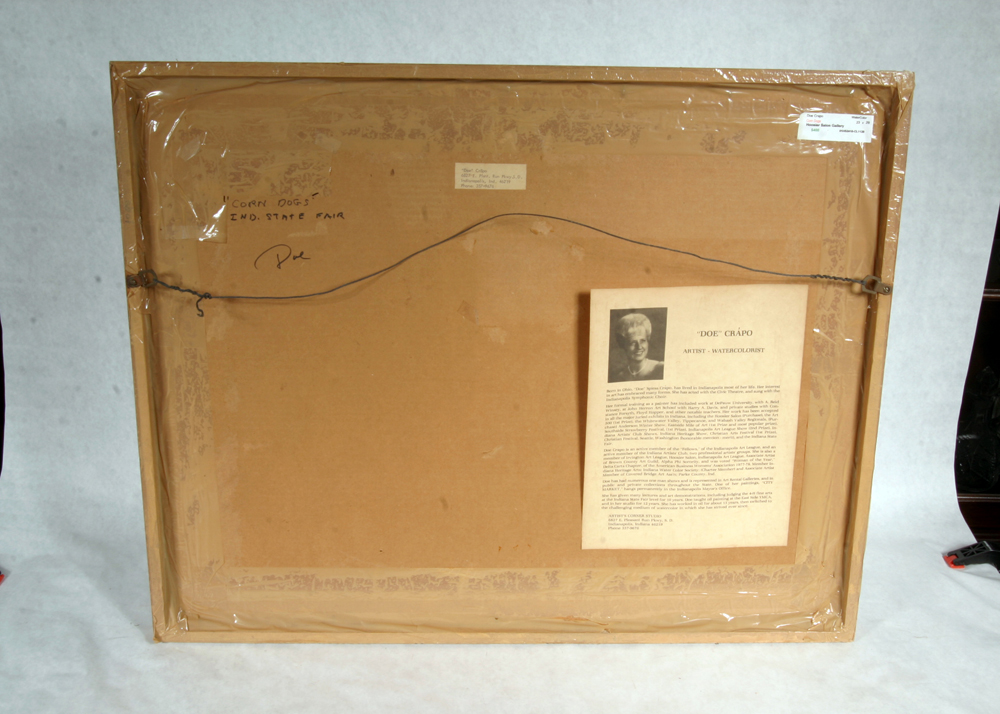 Signed, Original Watercolor by Listed Indiana Artist Doe Crapo