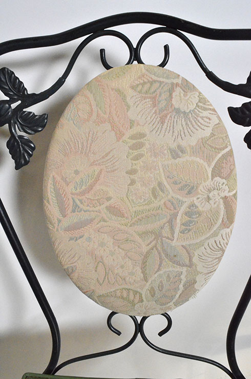 Glass and Wrought Iron Patio Table with Six Chairs