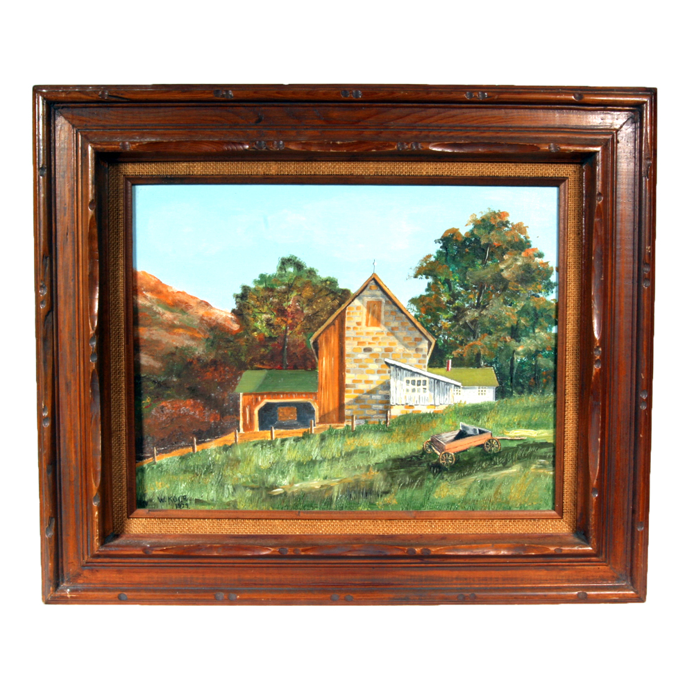 Signed, Original Oil on Board Painting by Indiana Artist W. Koch