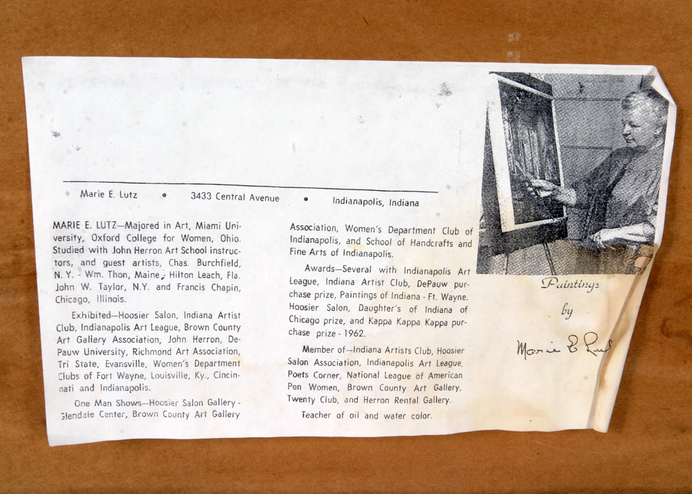 Signed, Original Watercolor by Indiana Artist Marie E. Lutz