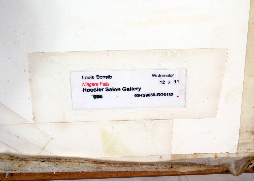 Signed, Original Watercolor of Niagra Falls by Listed Indiana Artist Louis William Bonsib