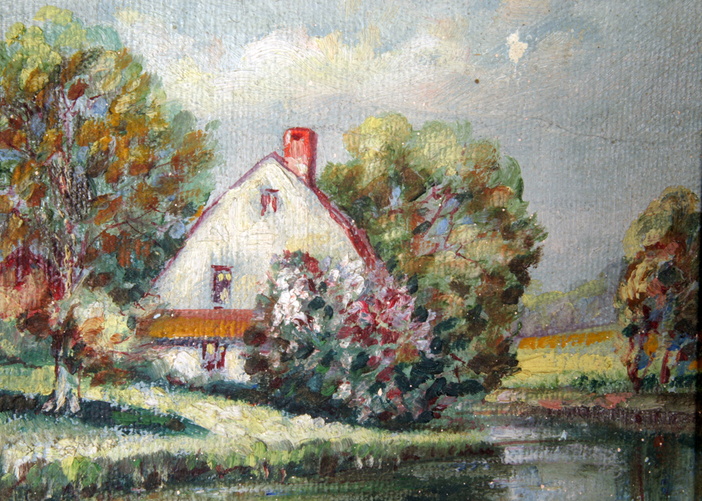 Original, Signed 1941 Oil on Board Painting by Listed Indiana Artist Glenn F. Bastian