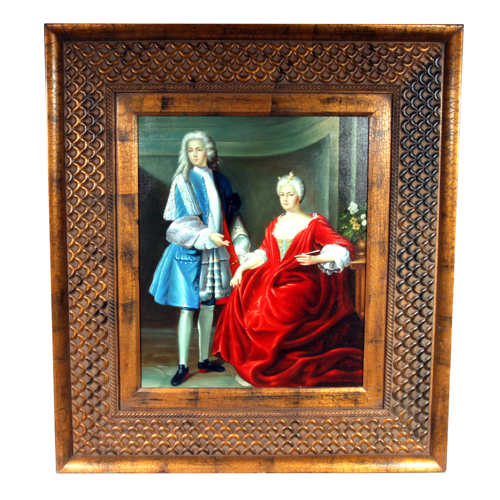 Framed Signed Oil on Canvas Double Portrait Painting