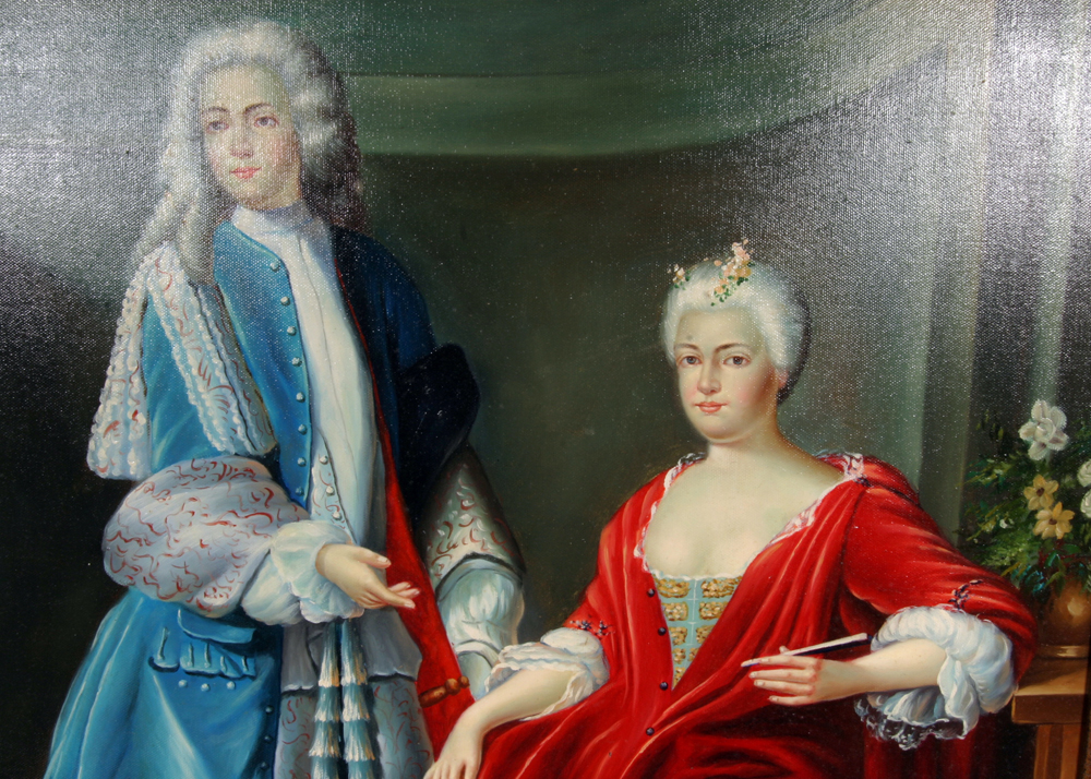 Framed Signed Oil on Canvas Double Portrait Painting