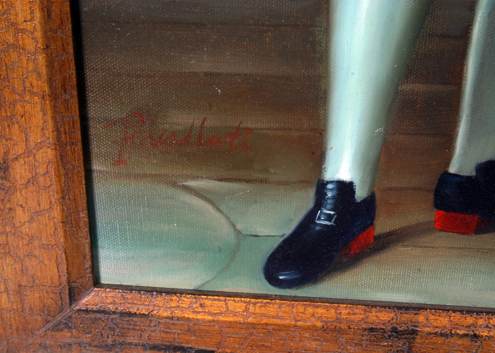 Framed Signed Oil on Canvas Double Portrait Painting