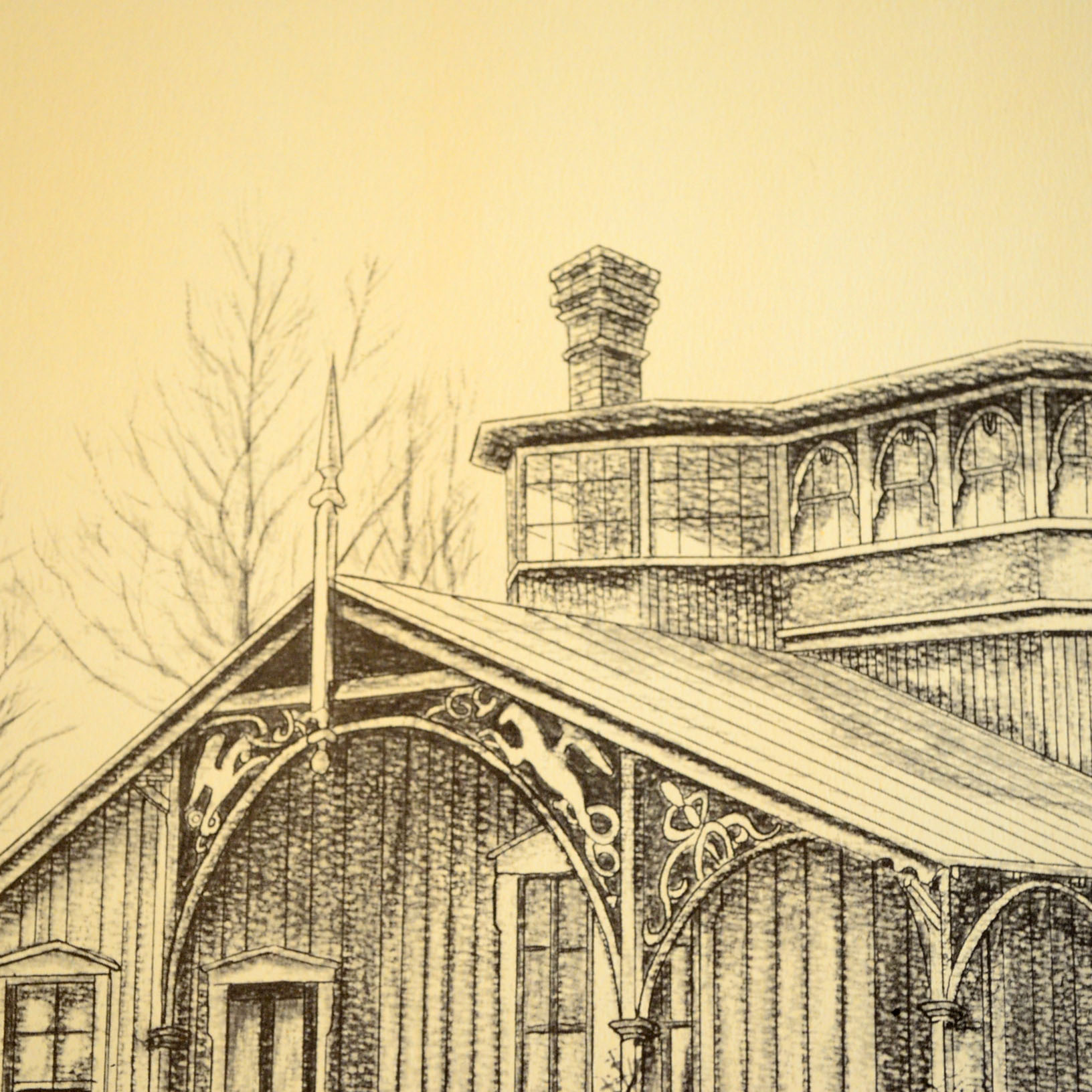 James L. Puckett  "Original Churchill Downs Clubhouse" Offset Lithograph