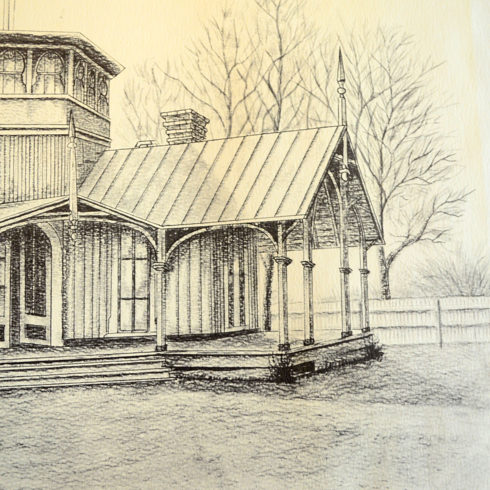 James L. Puckett  "Original Churchill Downs Clubhouse" Offset Lithograph