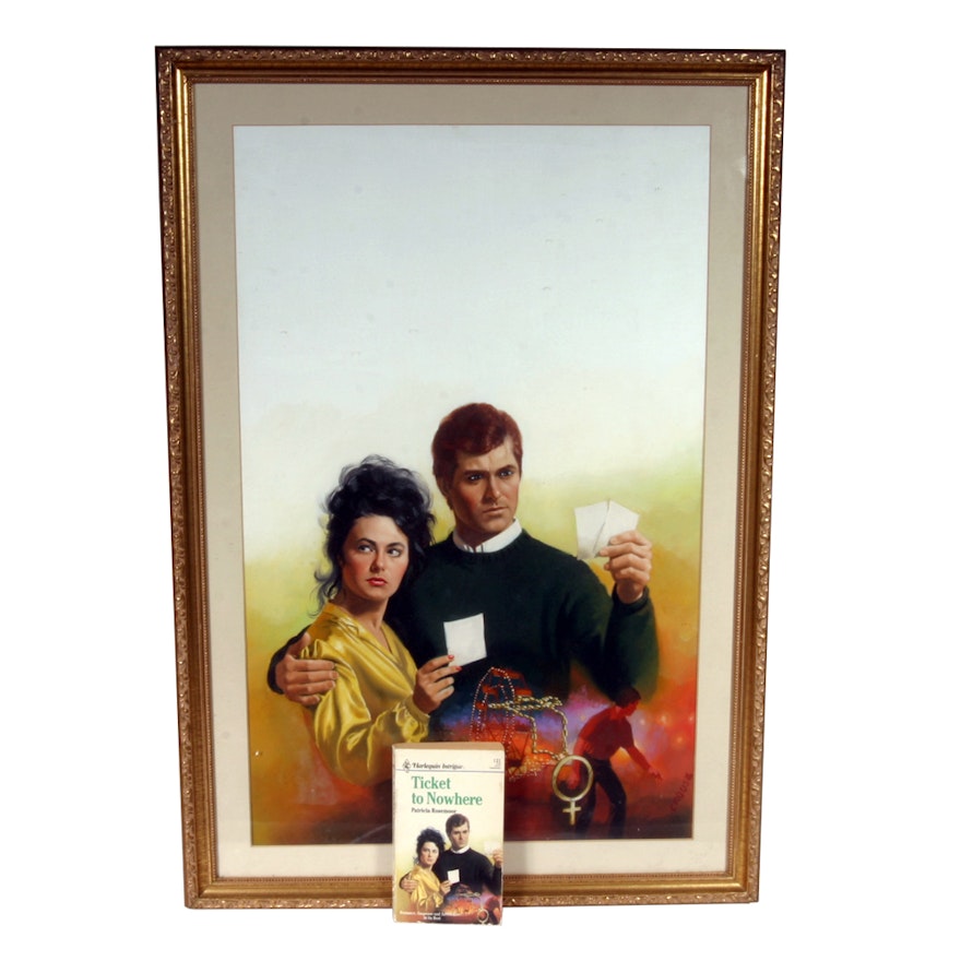 Signed, Original Oil on Board Illustration for a Harlequin Romance Novel by Danny Crouse