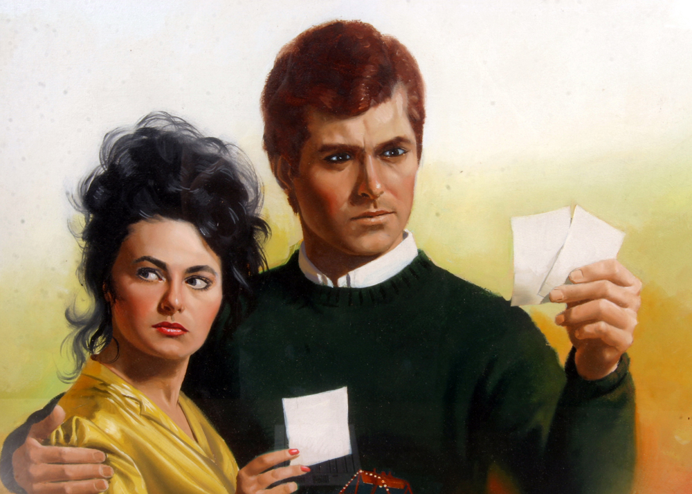 Signed, Original Oil on Board Illustration for a Harlequin Romance Novel by Danny Crouse