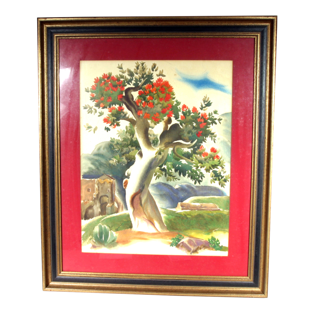 Signed, Original Watercolor Landscape by Listed Indiana Artist Glen Mitchell