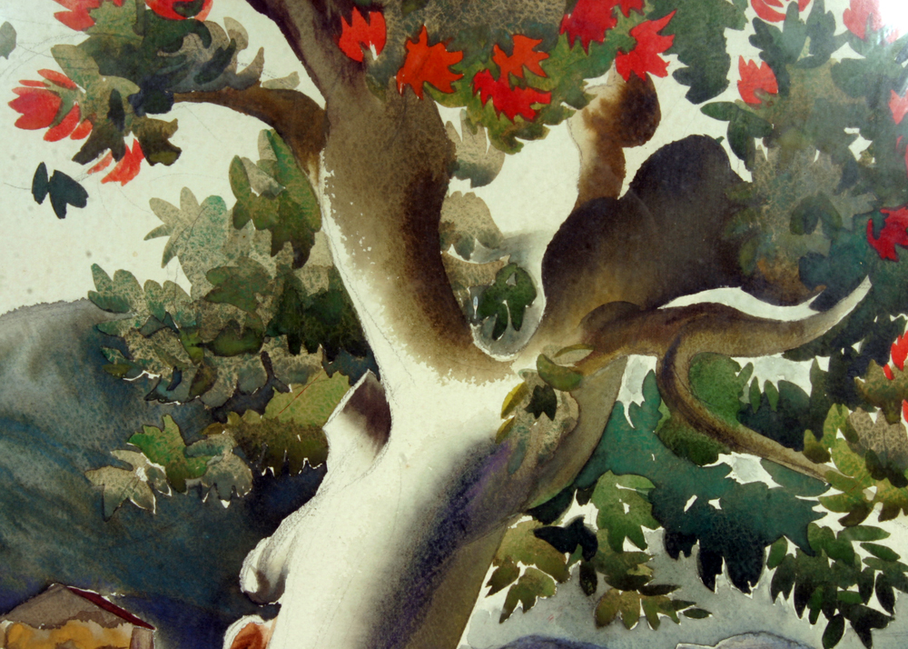 Signed, Original Watercolor Landscape by Listed Indiana Artist Glen Mitchell