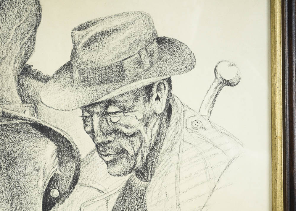 Framed Print of a Man with Donkey