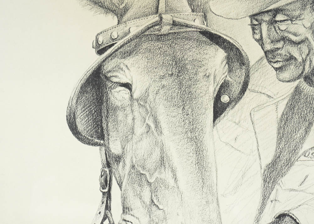 Framed Print of a Man with Donkey