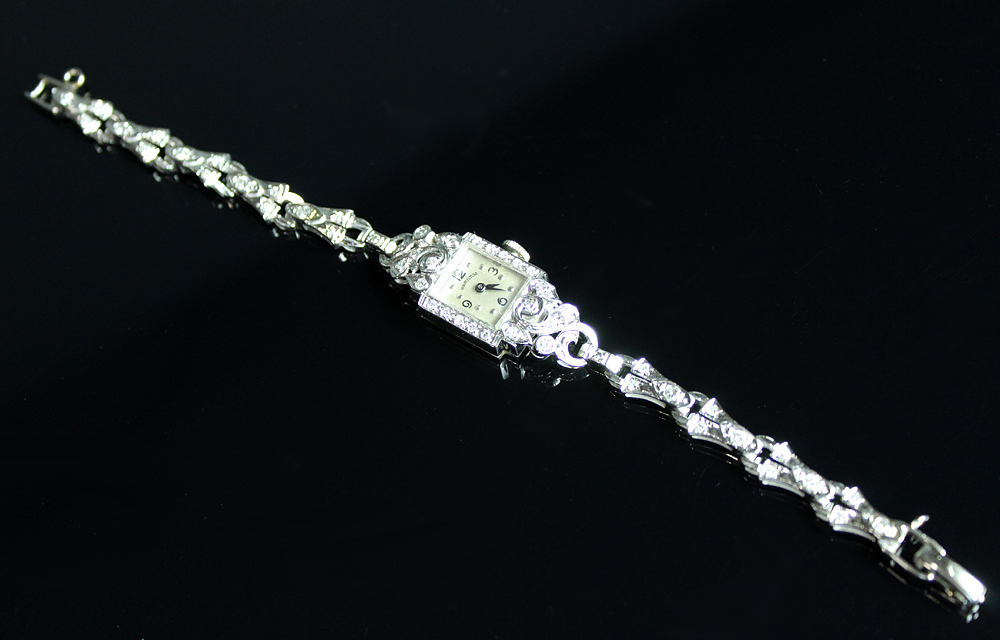 Women's 14K White Gold and Diamond Hamilton Watch