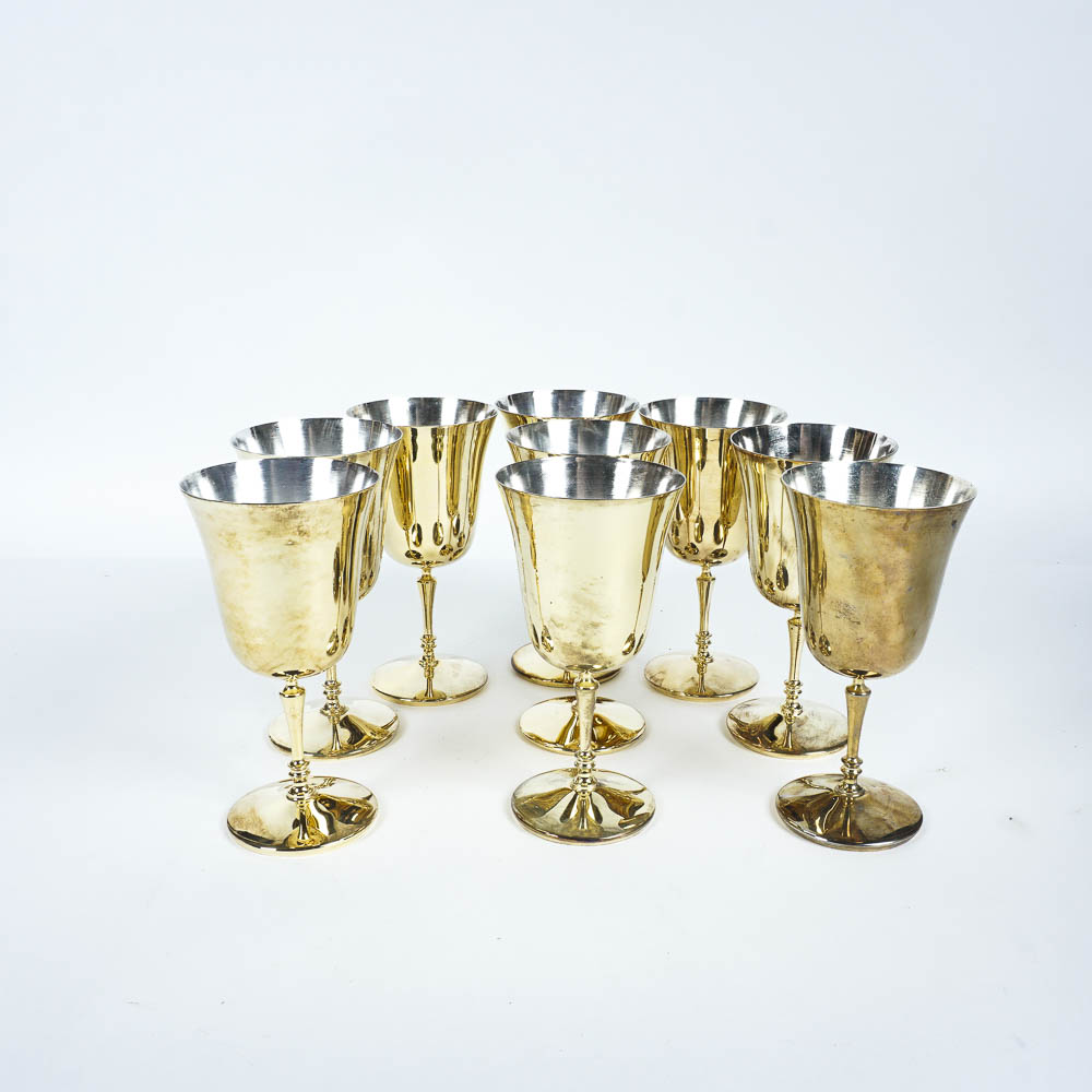Nine Brasstone Goblets