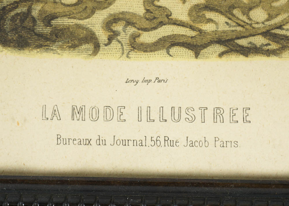 Antique Fashion Prints in Wooden Frames