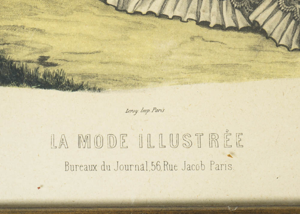 Antique Fashion Prints in Wooden Frames