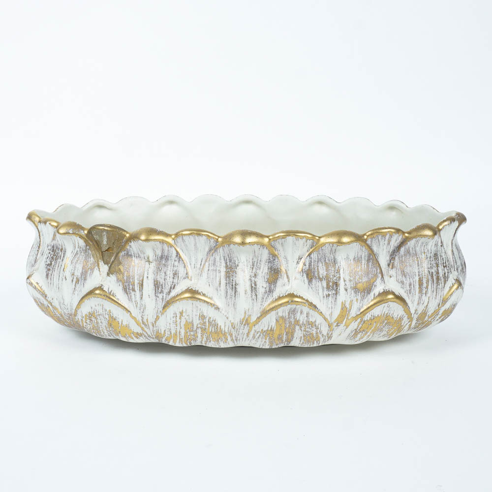 Haeger Gold Tweed Glaze Planter