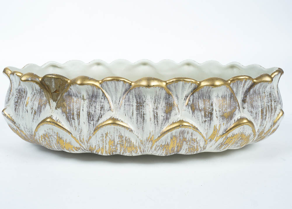 Haeger Gold Tweed Glaze Planter