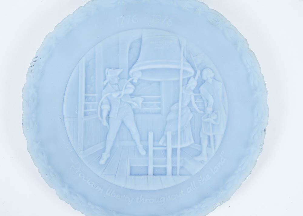 Fenton Pressed Blue Milk Glass