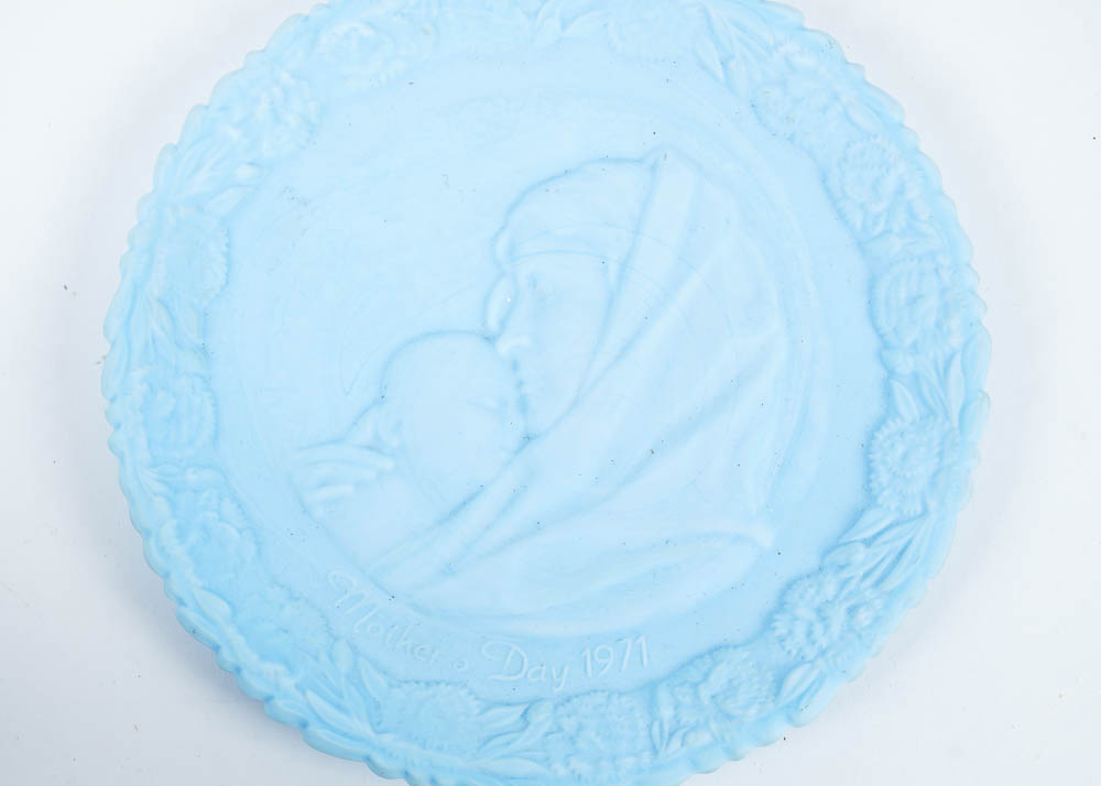 Fenton Pressed Blue Milk Glass