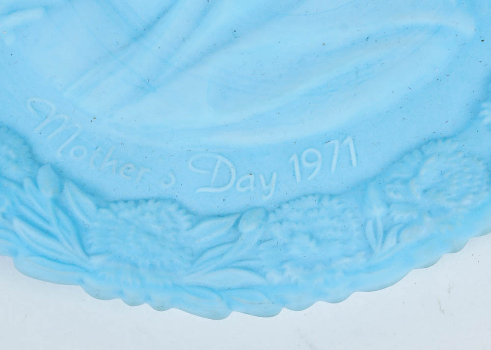 Fenton Pressed Blue Milk Glass