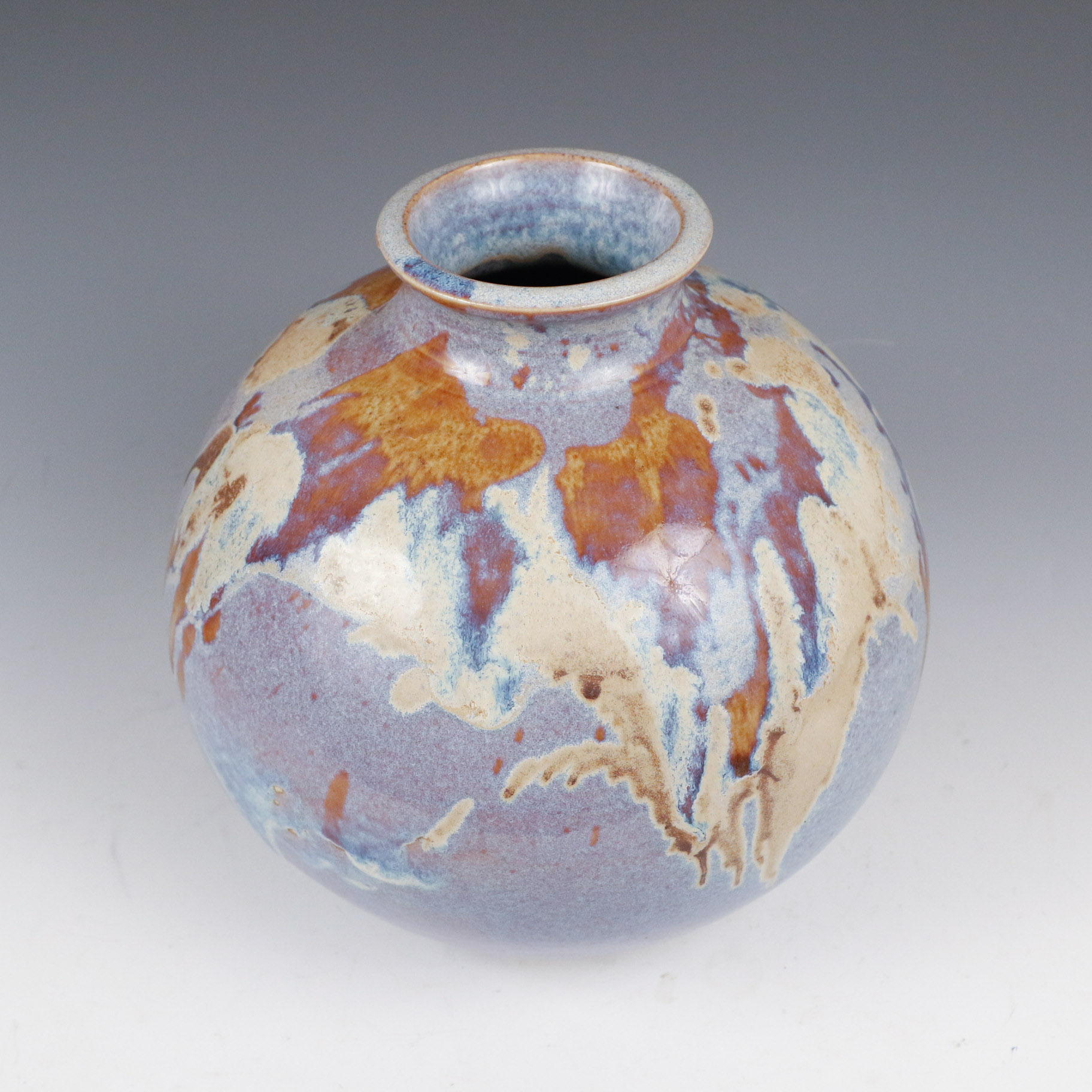 Signed Art Pottery Stoneware Drip Vase