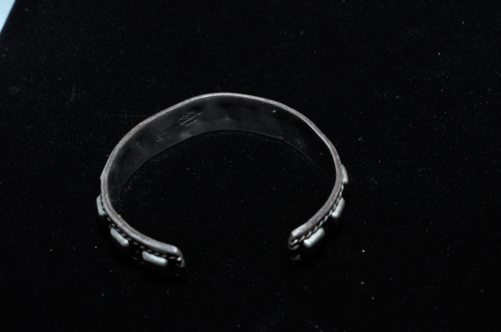 Sterling and Faux Malachite Cuff Bracelet