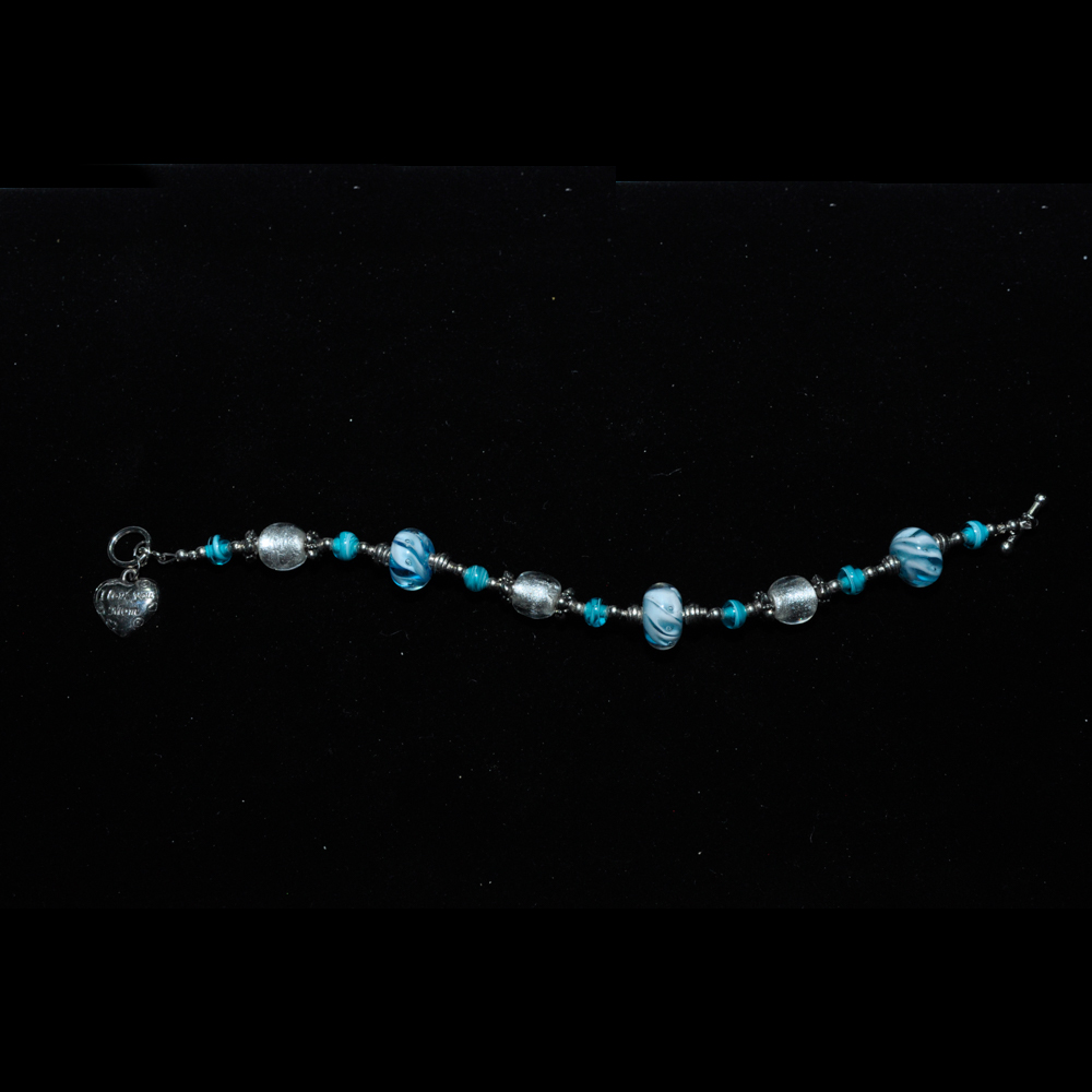 Lampwork Glass Bracelet with Charm