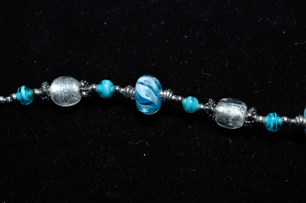 Lampwork Glass Bracelet with Charm