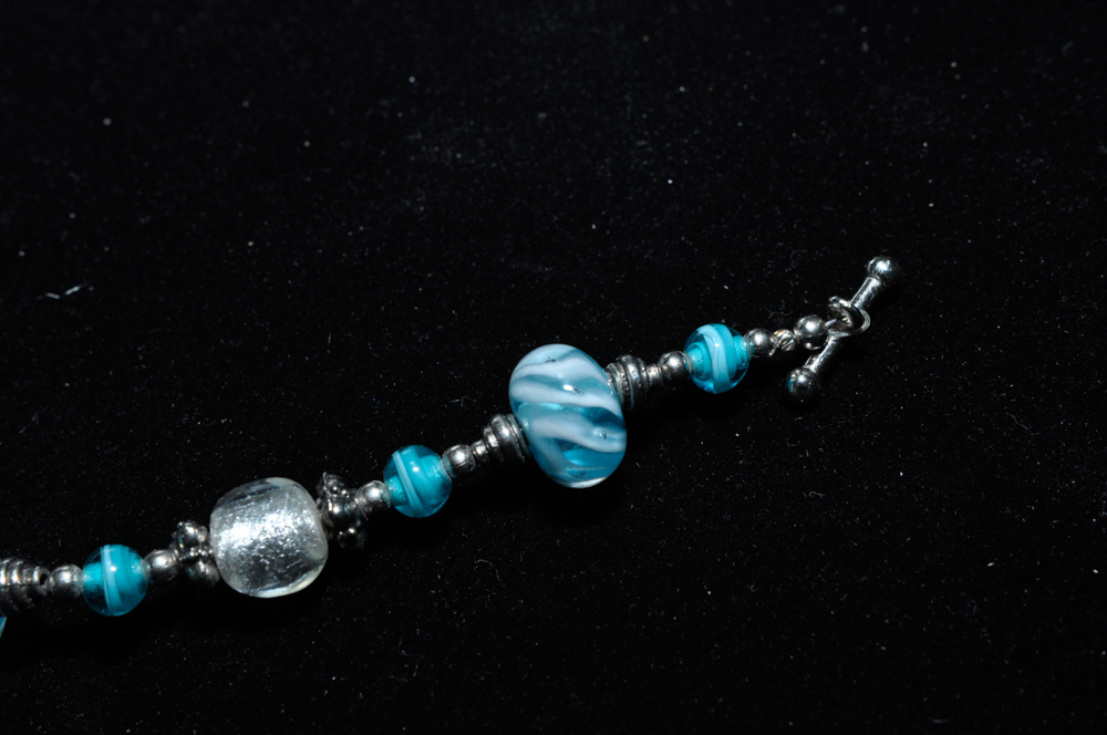 Lampwork Glass Bracelet with Charm