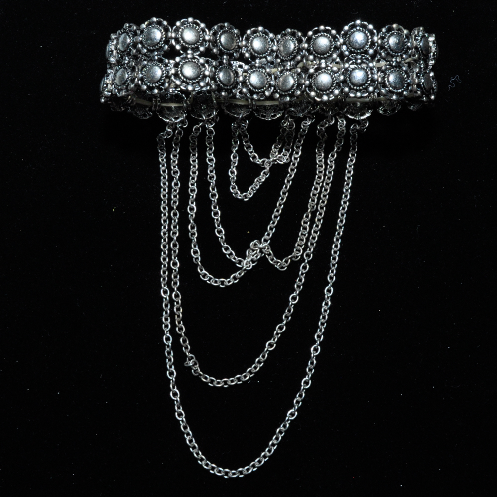 Silver Tone Arm Cuff with Chain Detail