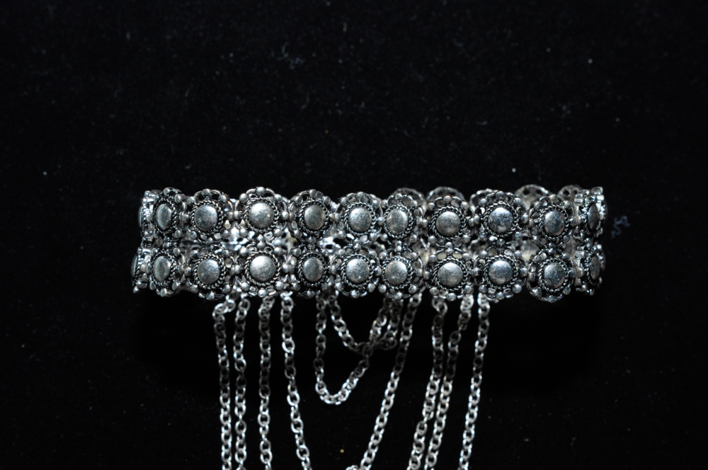 Silver Tone Arm Cuff with Chain Detail