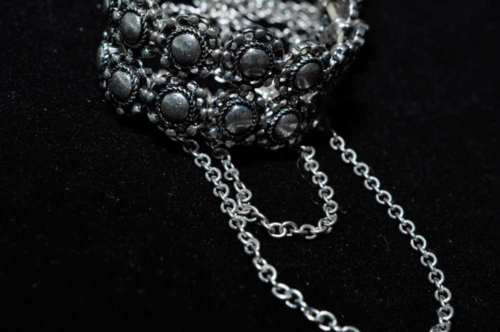 Silver Tone Arm Cuff with Chain Detail